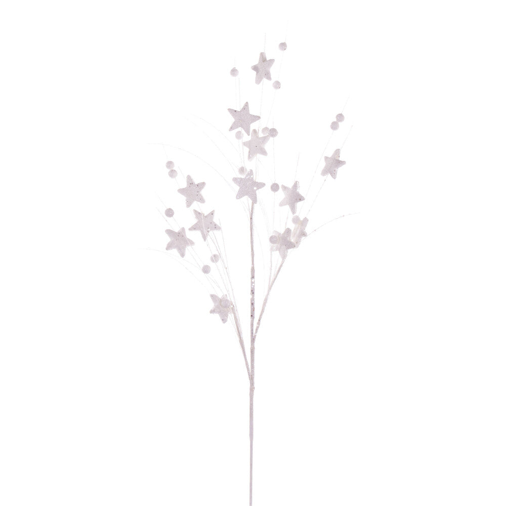 Vickerman 33" White Star and Ball Glitter Spray 6 per bag.