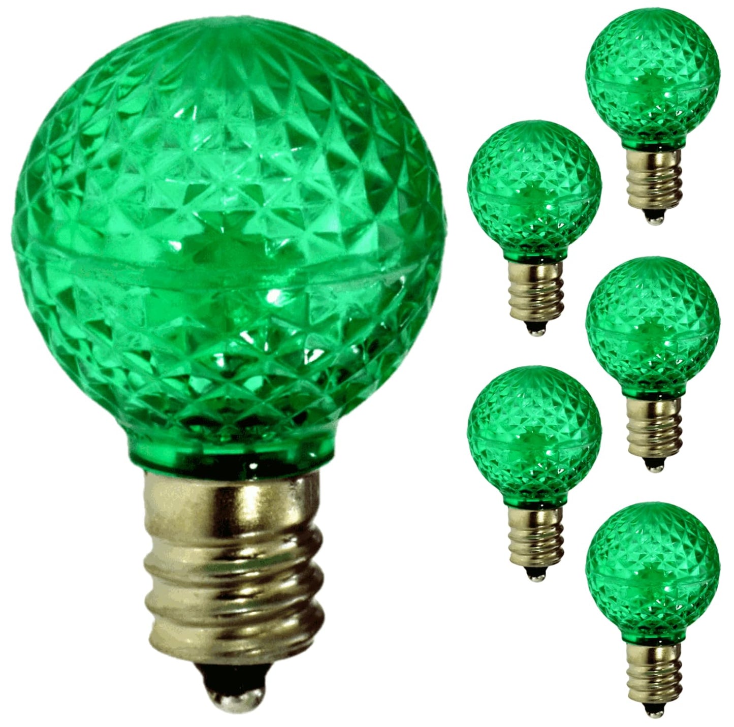 Damar- G9 LED Bulb Twinkle Faceted Crystal Transparent Green 0.6W-0.96W E12 Candelabra Base 100-130V Pack of 6- Small Globe Mood Colored Lighting for Party Christmas Home Decoration
