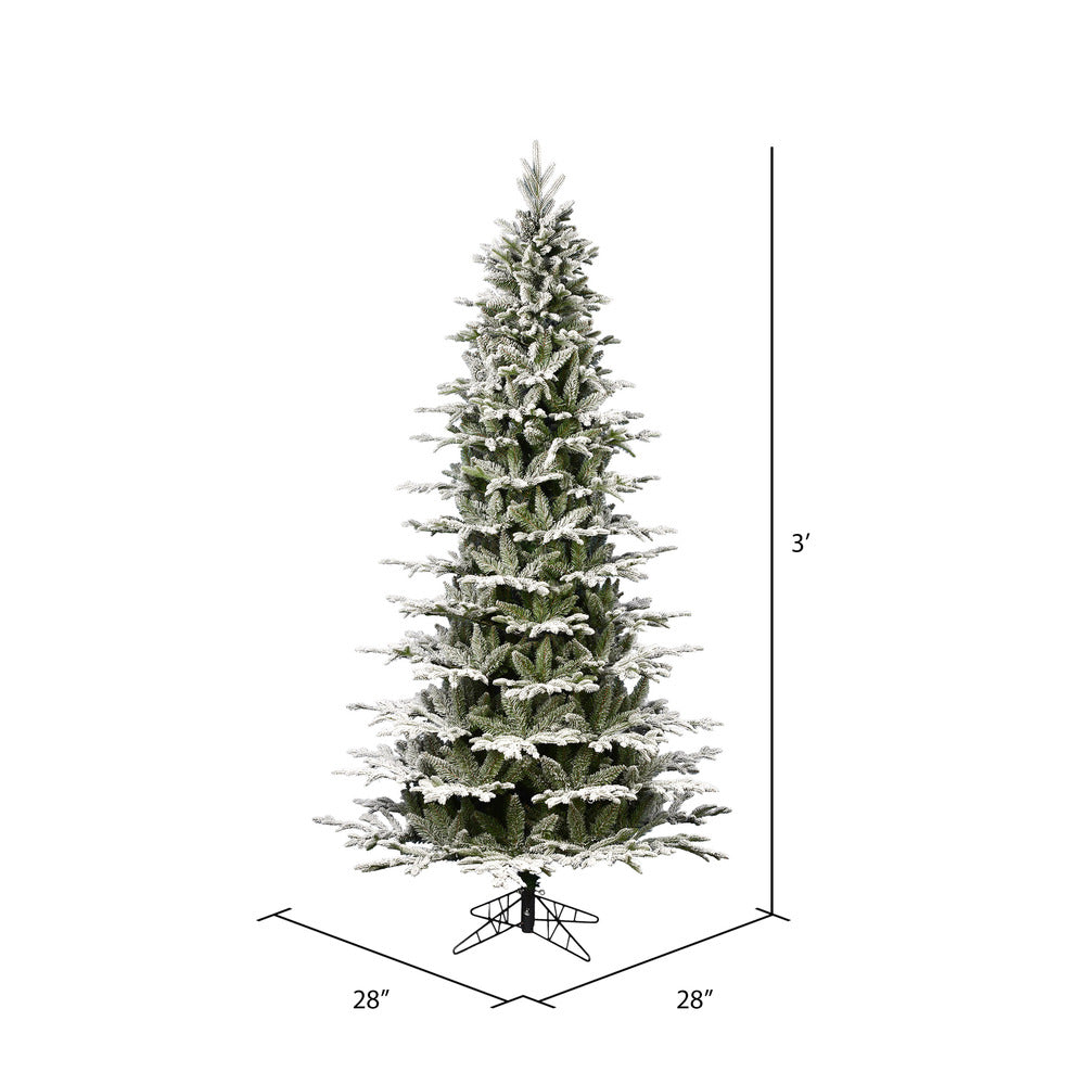Vickerman 3' x 28" Unlit Flocked Kamas Fraser Slim Artificial Christmas Tree