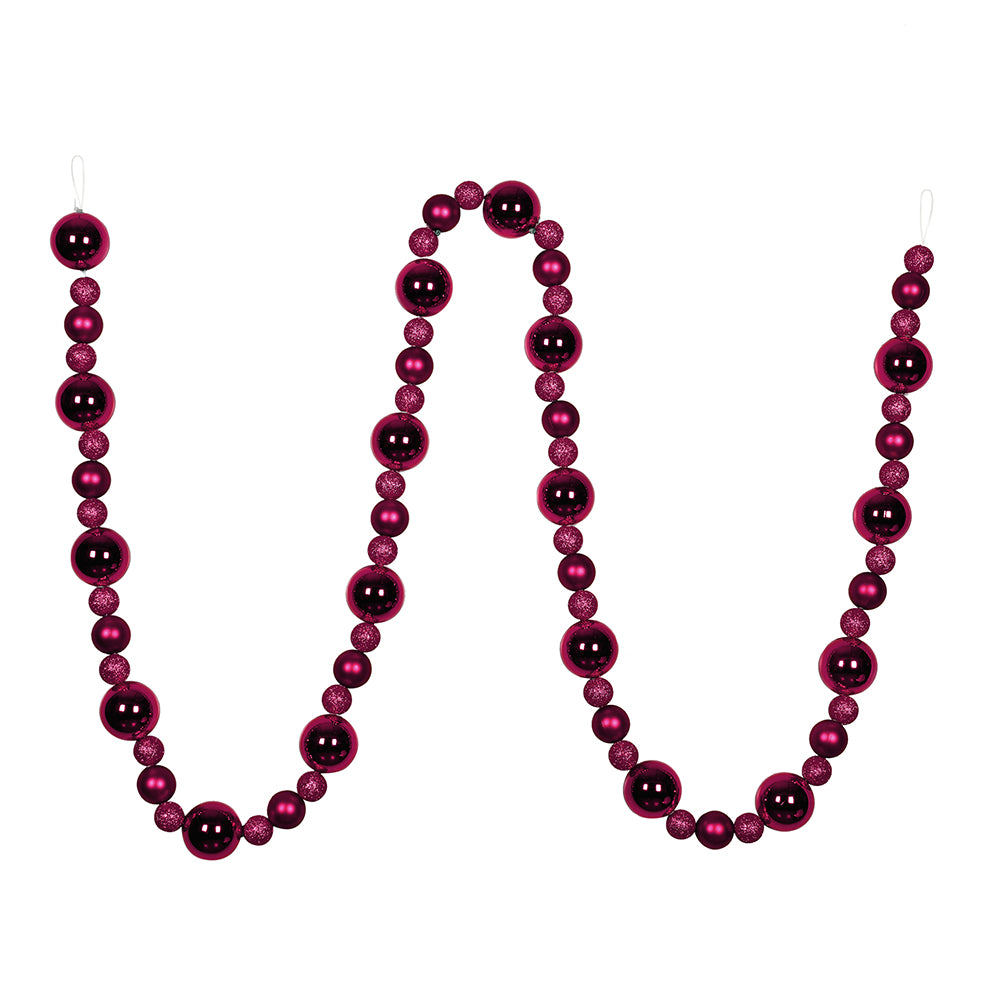 Vickerman 9' Berry Red Assorted Christmas Ball Ornament Garland