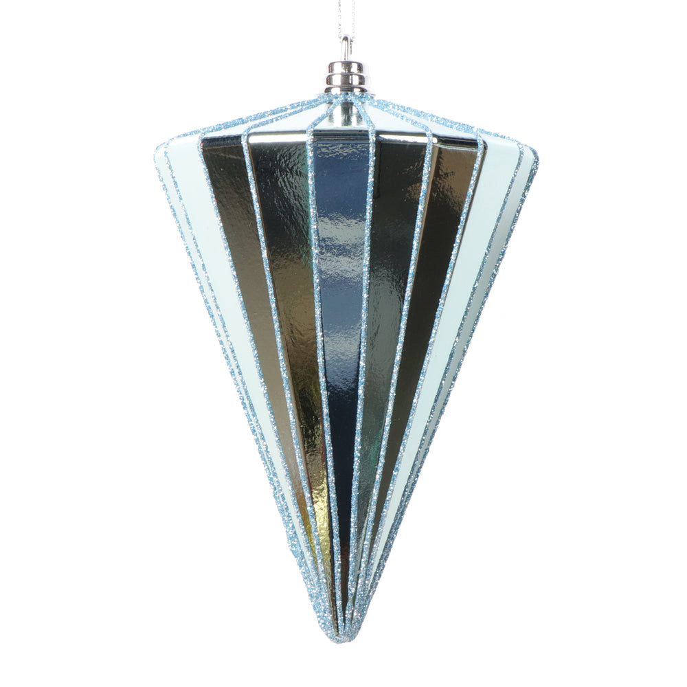 Vickerman 6" Shiny Baby Blue Cone Ornament 3 per bag.