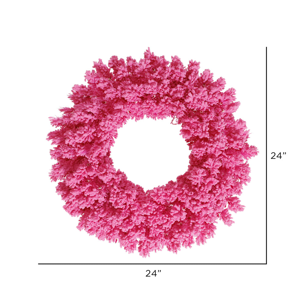 Vickerman 24" Flocked Pink Fir Artificial Christmas Wreath Unlit