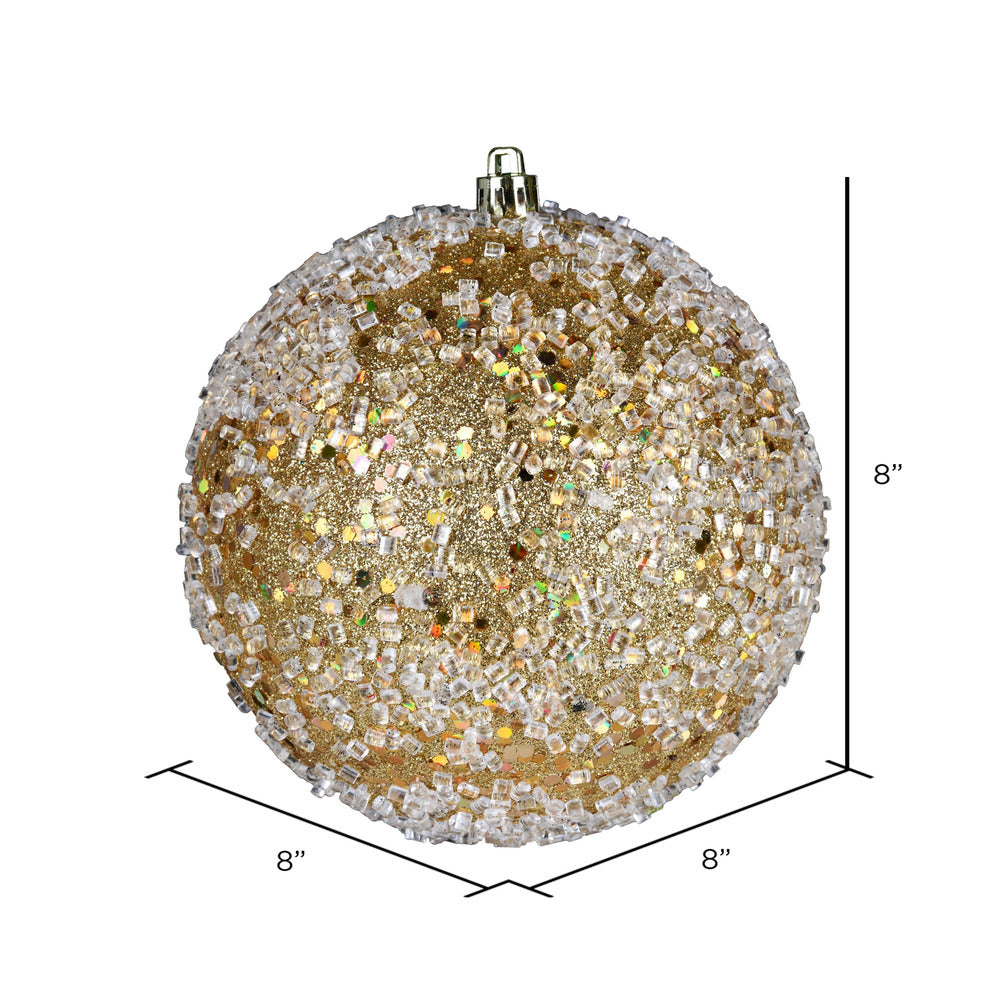 Vickerman 8" Gold Glitter Hail Ball Ornament