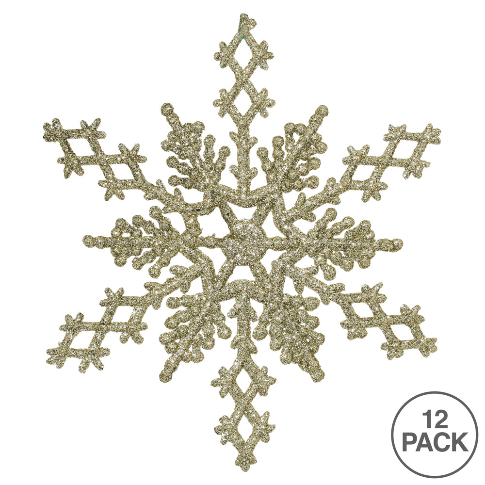 Vickerman 6.25" Champagne Glitter Snowflake 12/Pvc Bx