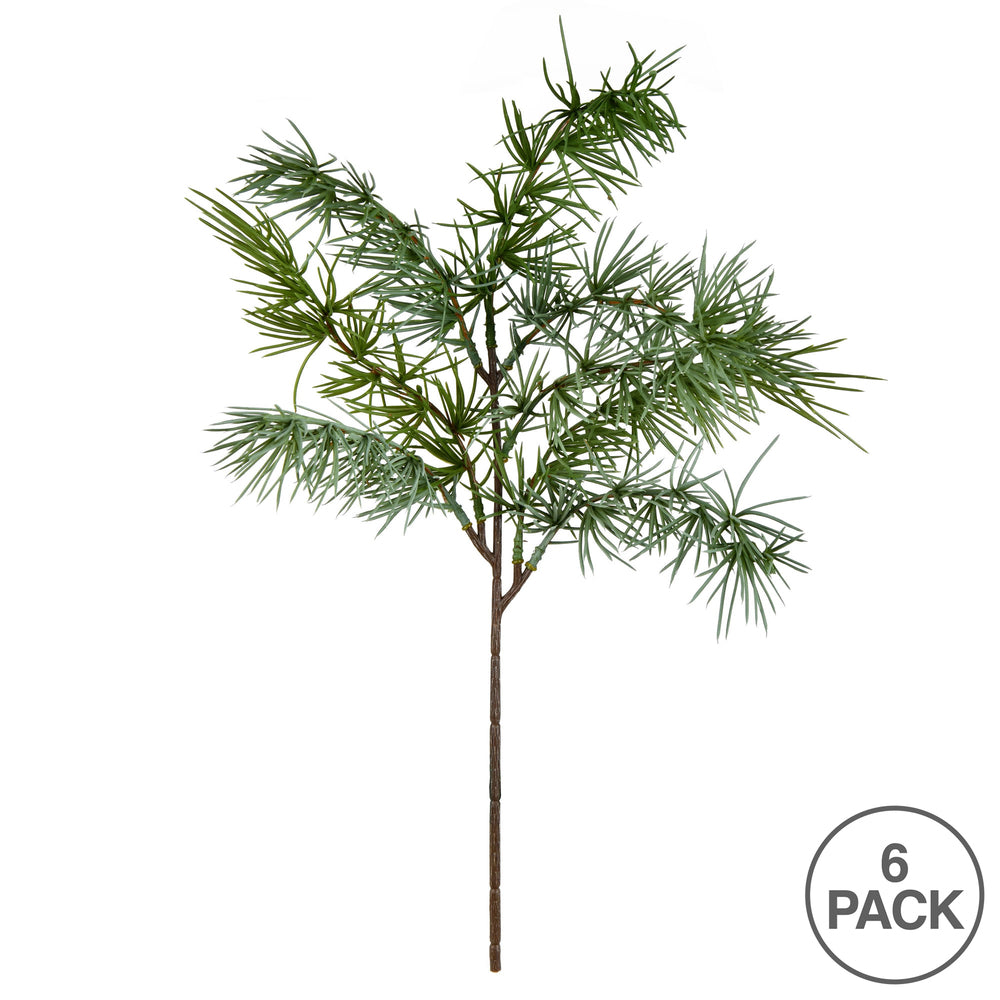 Vickerman 18.5" Green Woolsey Pine Artificial Christmas Spray. Includes 6 sprays per pack.