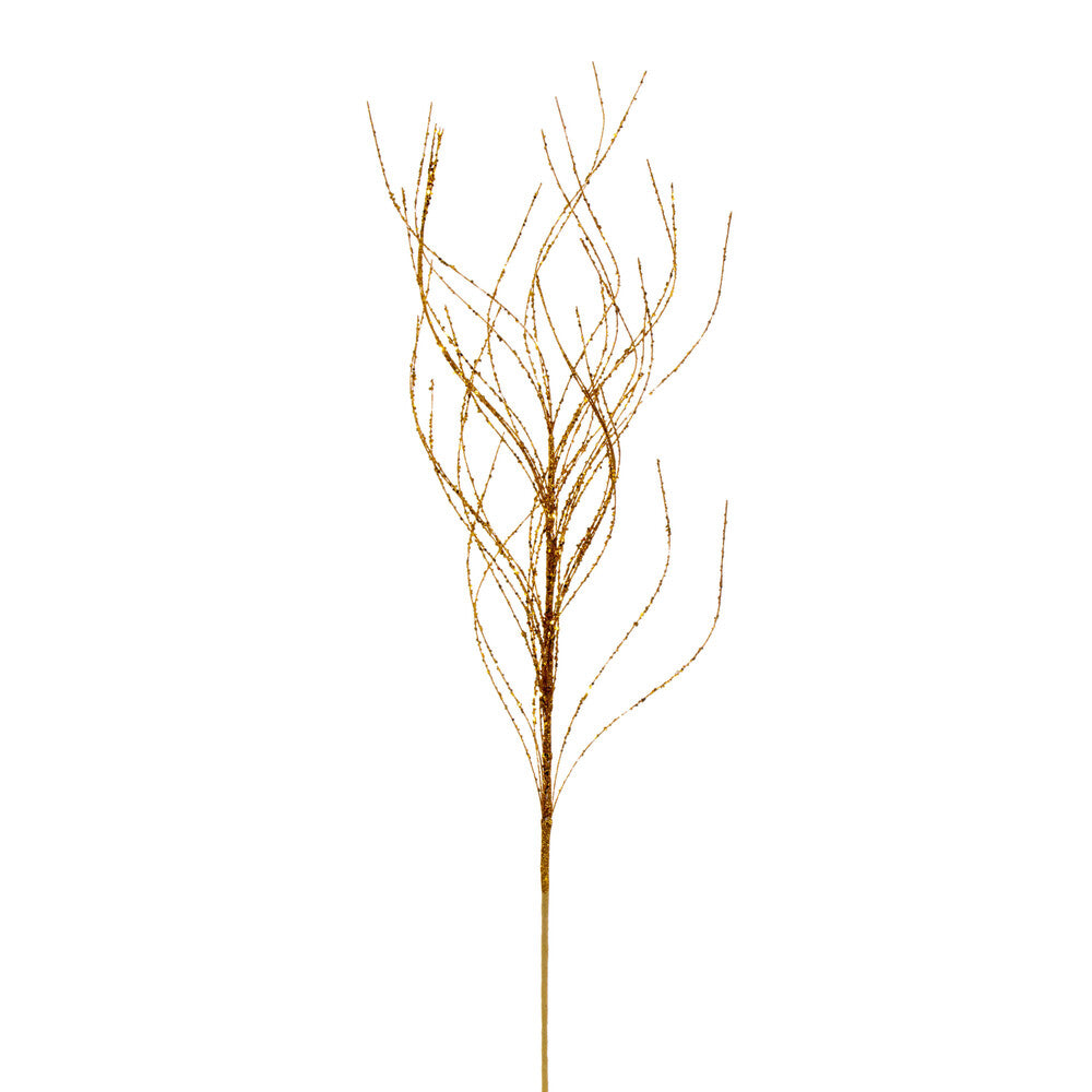 Vickerman 37" Antique Gold Wavy Twig Glitter Spray 6 per bag.