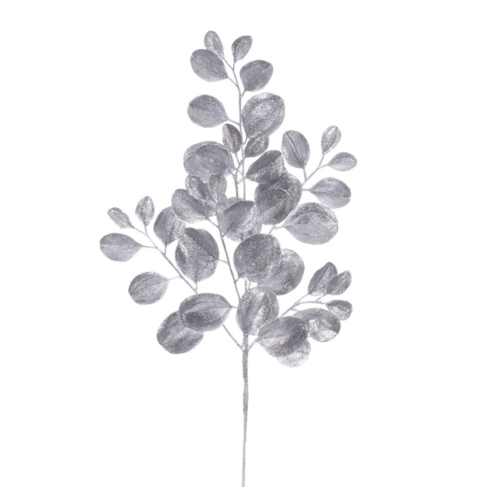 Vickerman 25" Silver Artificial Dogwood Glitter Spray 3 per bag.