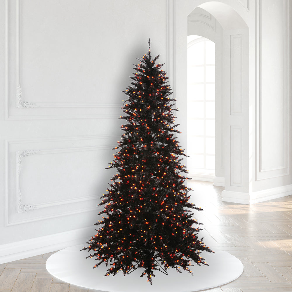 Vickerman 6.5' Black Fir Artificial Christmas Tree Orange Dura-lit LED Lights
