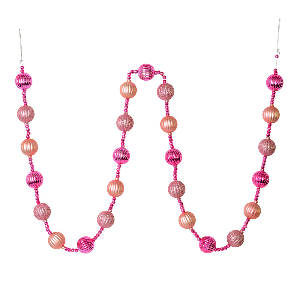 Vickerman 6' Mauve Stripe Ball Ornament Christmas Garland