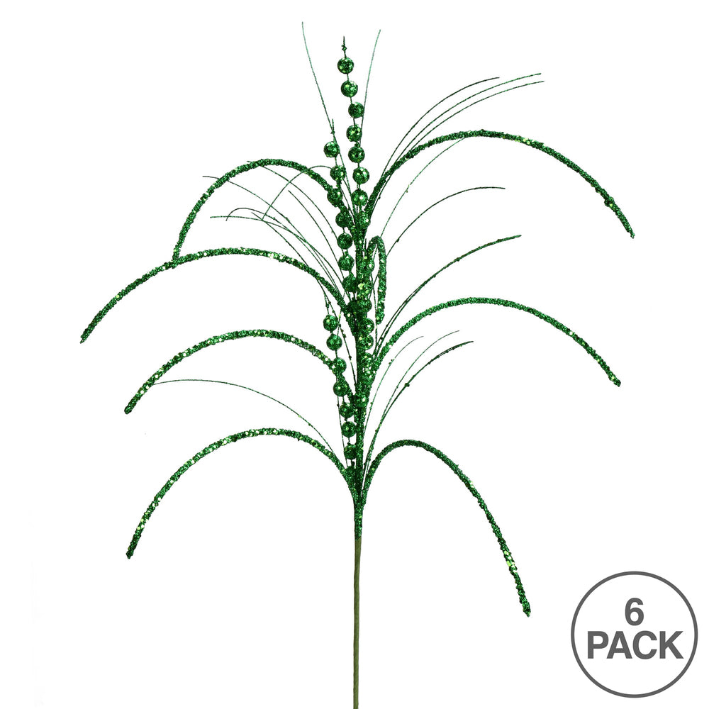 Vickerman 29" Green Glitter Harvest Artificial Christmas Spray. Includes 6 sprays per pack.