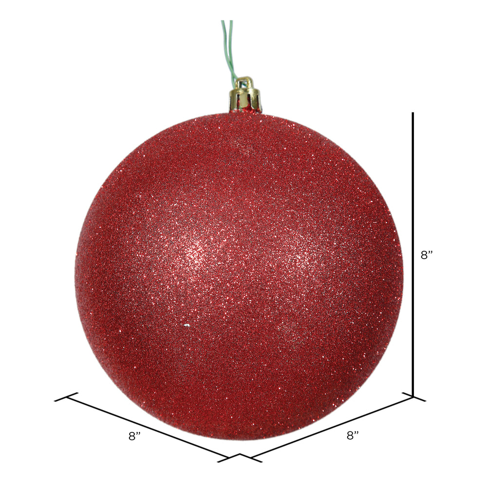 Vickerman 8" Red Glitter Ball Ornament