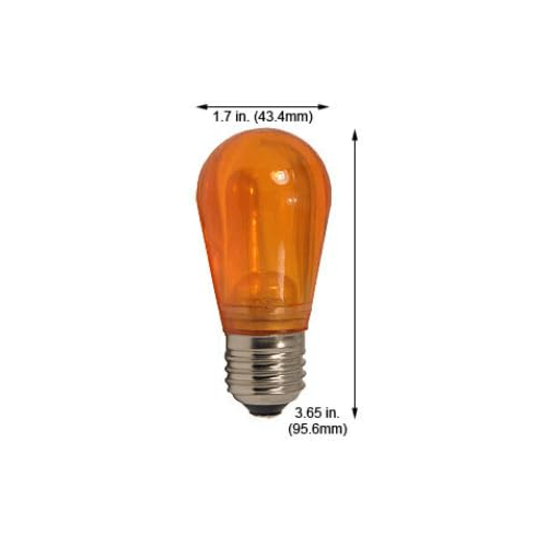 Damar- S14 Colored LED String Light Bulb Transparent Amber 0.55W-1.5W E26 Medium Base 100-130V Pack of 6- Shatterproof Waterproof Outdoor Indoor Replacement Bulb Home Decorations Christmas Halloween