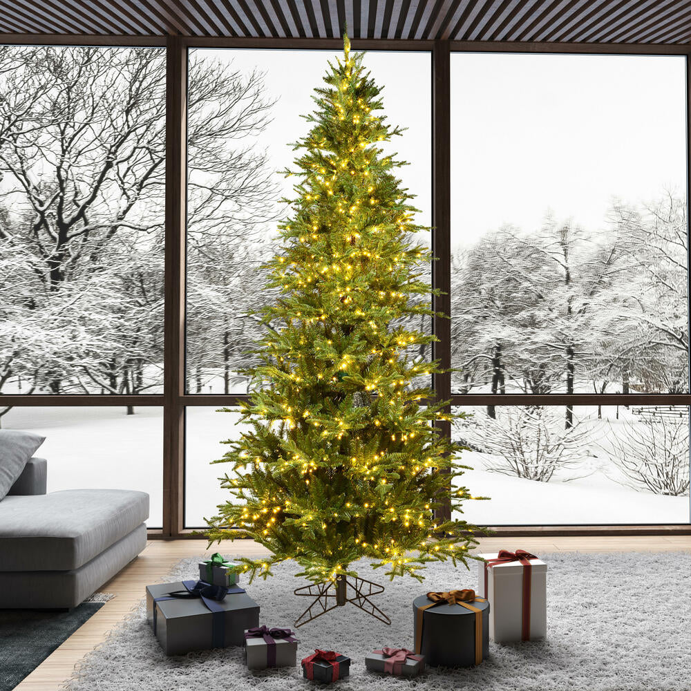Vickerman 9' x 57" Kamas Fraser Fir Artificial Christmas Tree with Warm White LED Lights.
