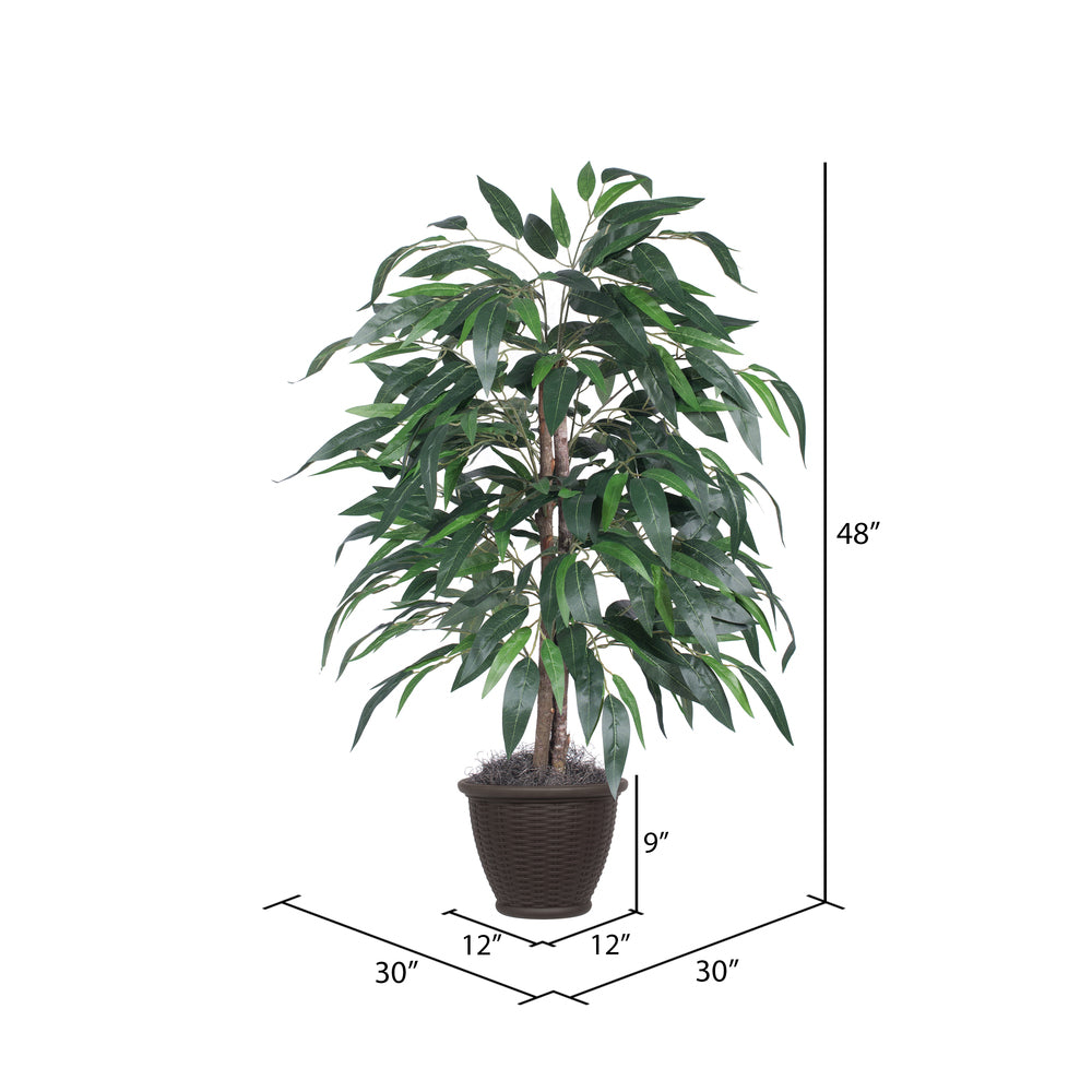 Vickerman 4' Artificial Mango Bush Rattan Basket.