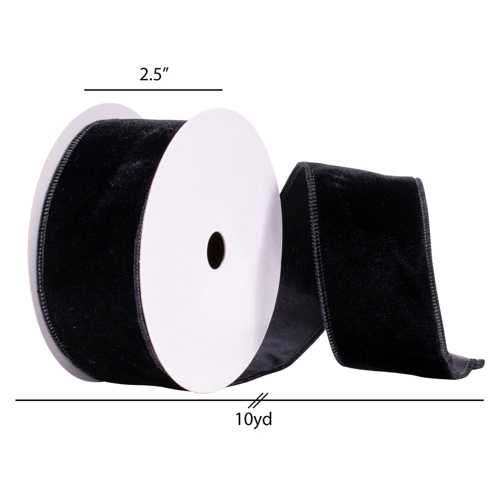Vickerman 2.5" x 10 Yards Black Velvet Ribbon