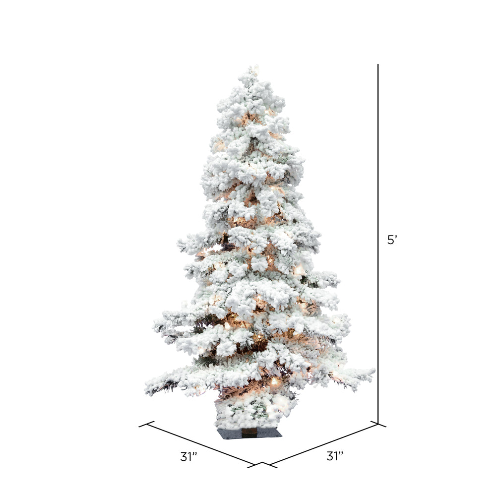 Vickerman 5' Flocked Spruce Artificial Christmas Tree Clear Lights