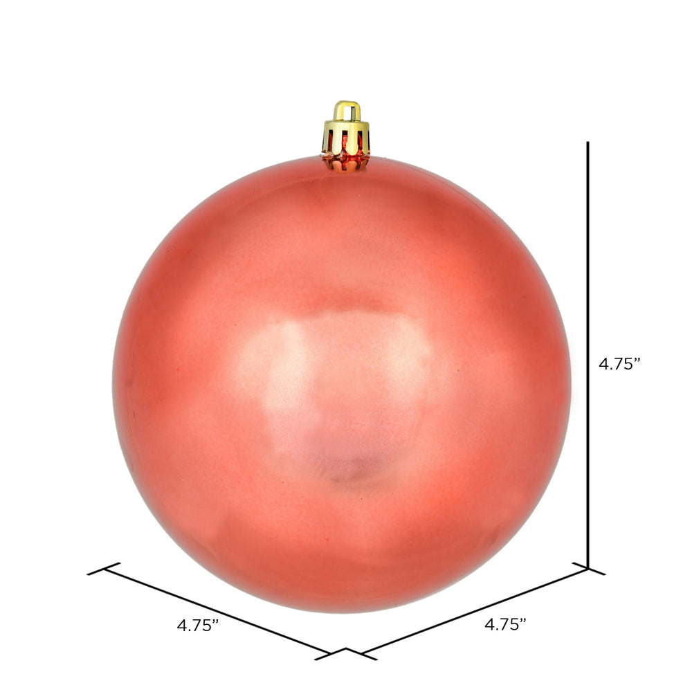 Vickerman 4.75" Coral Shiny Ball Ornament 4 per Bag
