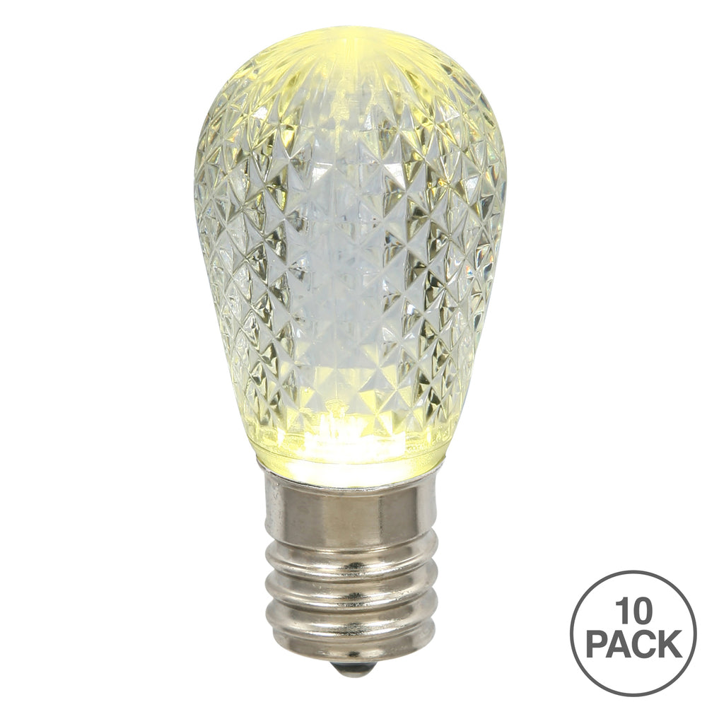 Vickerman S14 LED Warm White Faceted Replacement Bulb E26 Nickel Base 10 Bulbs per Pack.