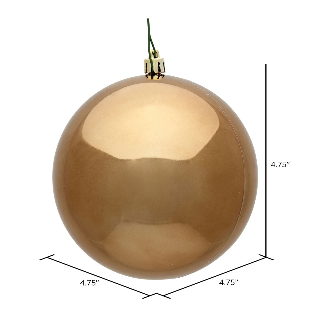 Vickerman 4.75" Mocha Shiny Ball Ornament 4 per Bag