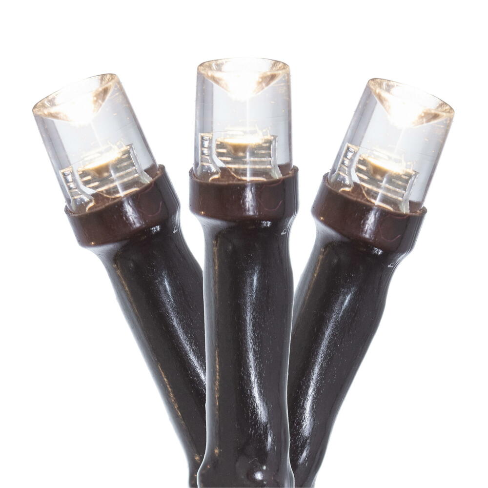Vickerman 1000Lt x 73' 8 Function Snake Light Set with 5mm Wide Angle Warm White (2800-3000KR) LED Lights and Brown Wire. Includes an 8 Function Remote Control. Has a 9' Lead Wire Power Cord with ETL Approved 29V-29MA-.6W Memory Plug Adapter.