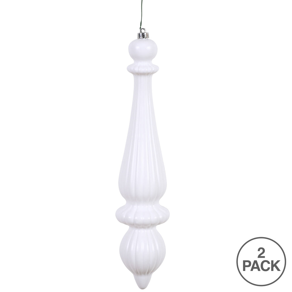 Vickerman 14" White Matte Finial Drop Ornament Pack of 2