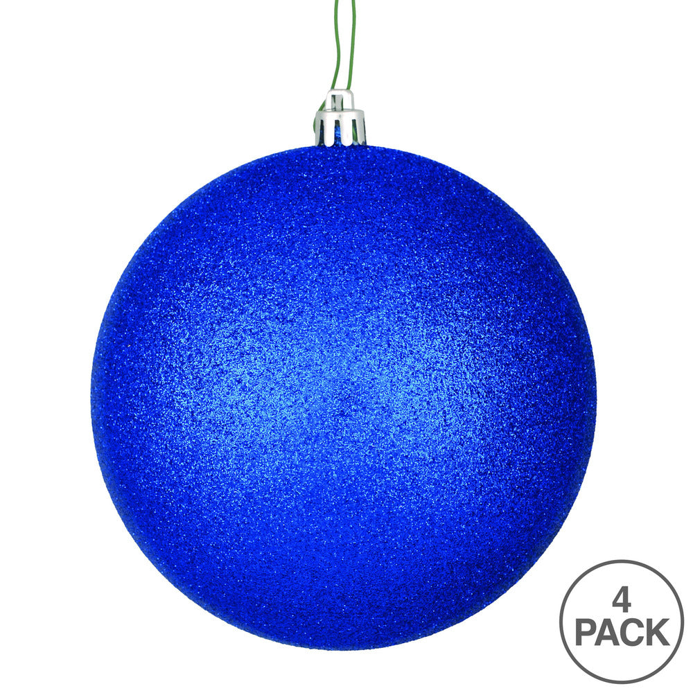 Vickerman 6" Midnight Blue Glitter Ball Ornament 4 per Bag