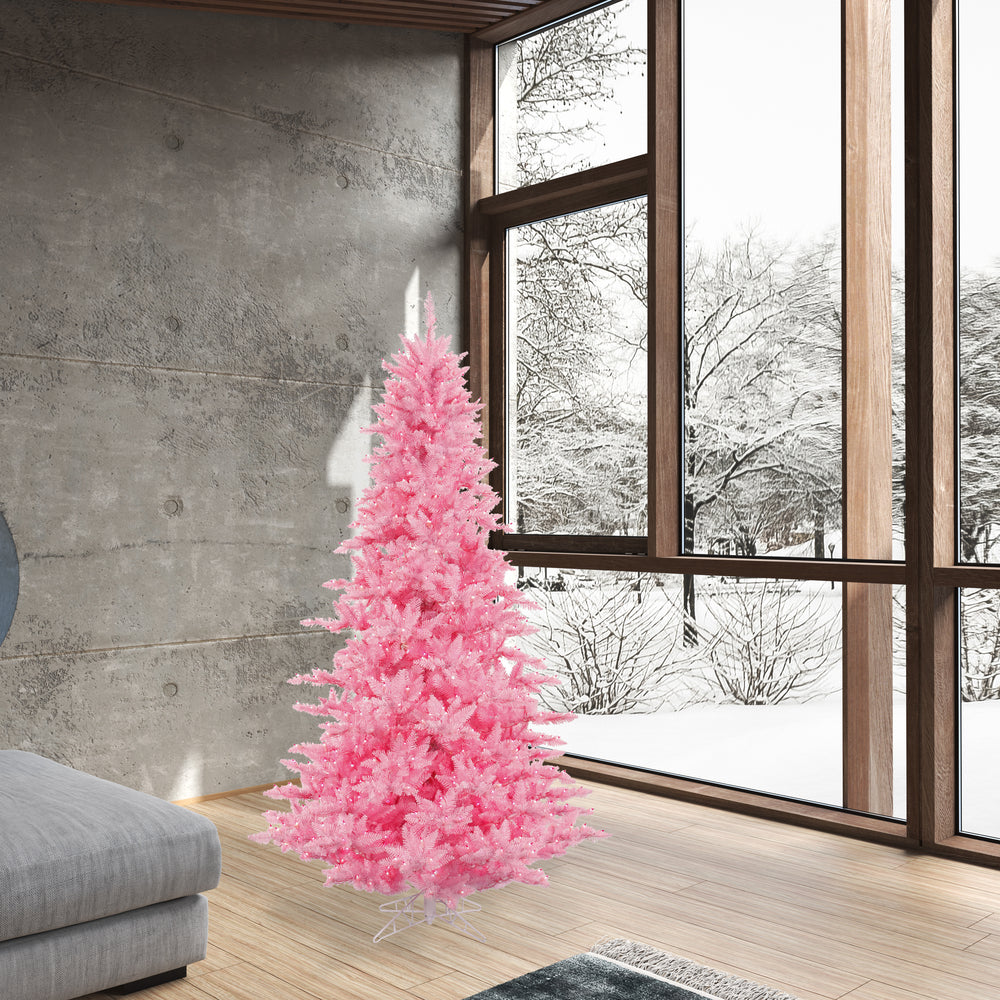 Vickerman 6.5' Pink Fir Artificial Christmas Tree Pink Dura-lit LED Lights