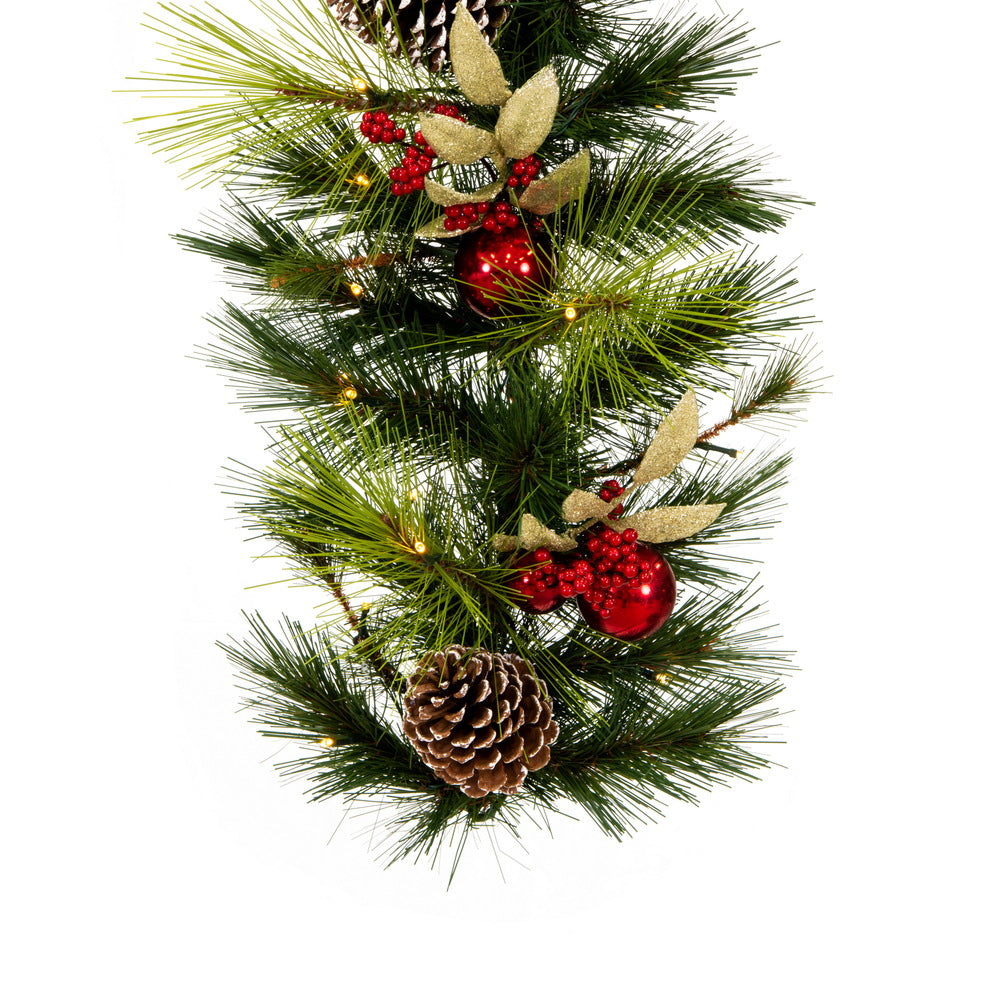 Vickerman 6' x 16" Artificial Christmas Garland Battery Operated Warm White Lights