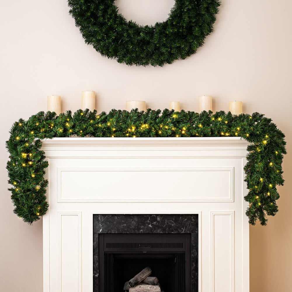 Vickerman 9' Grand Teton Artificial Christmas Garland Warm White Wide Angle LED Lights