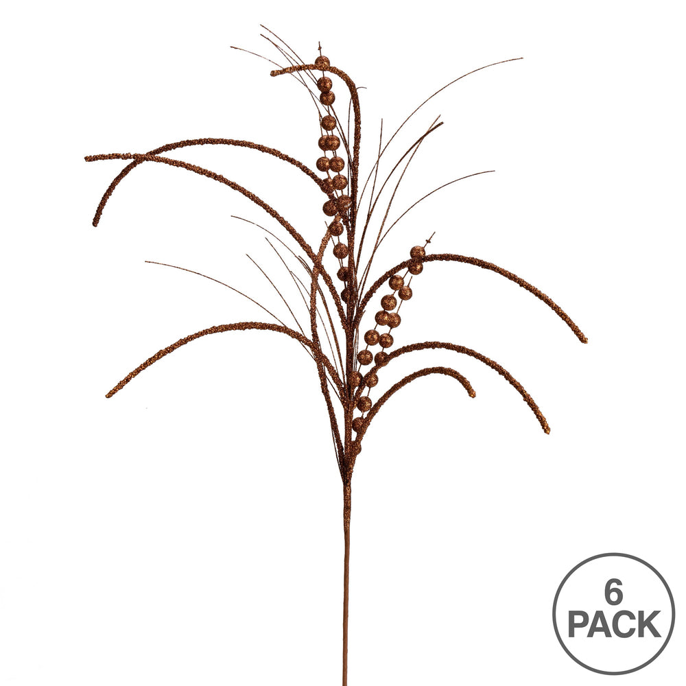 Vickerman 29" Mocha Glitter Harvest Artificial Christmas Spray. Includes 6 sprays per pack.