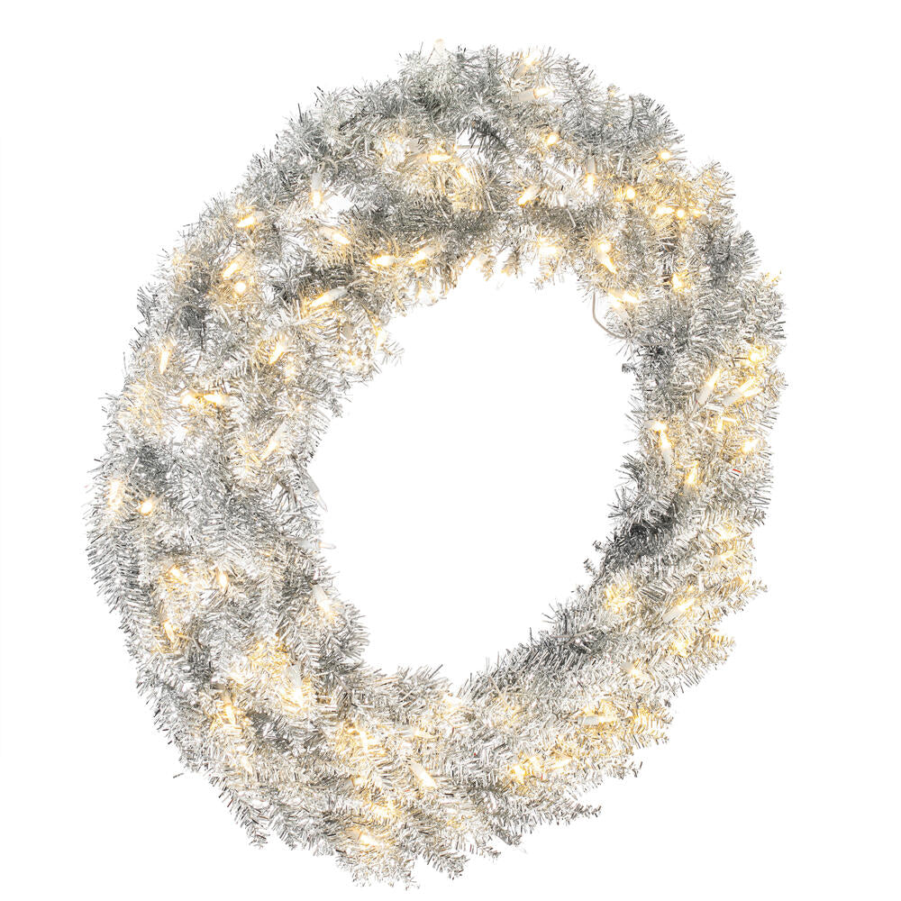 Vickerman 36" Silver Fir Artificial Christmas Wreath Warm White Dura-Lit LED lights.