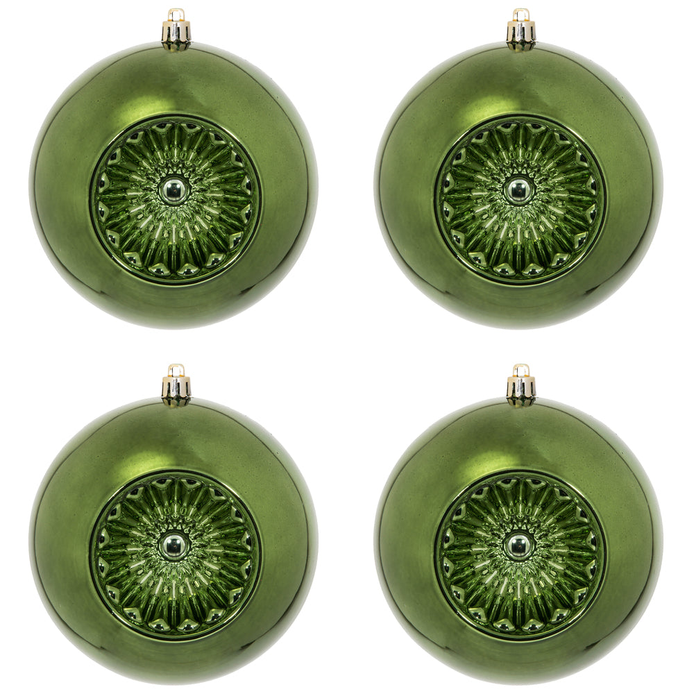 Vickerman 4.75" Moss Green Shiny Star Brite Ball Ornament 4 per Bag