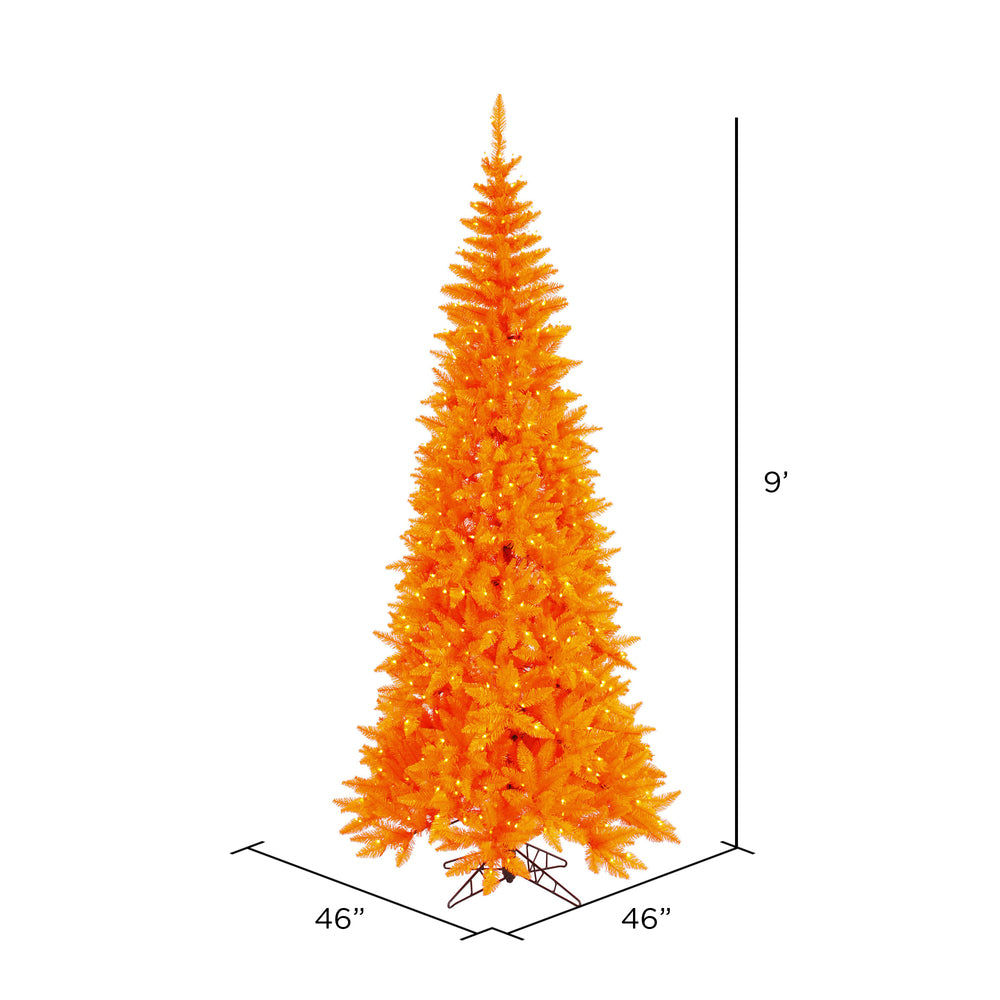 Vickerman 9' Orange Fir Slim Artificial Christmas Tree Orange Dura-lit LED Lights