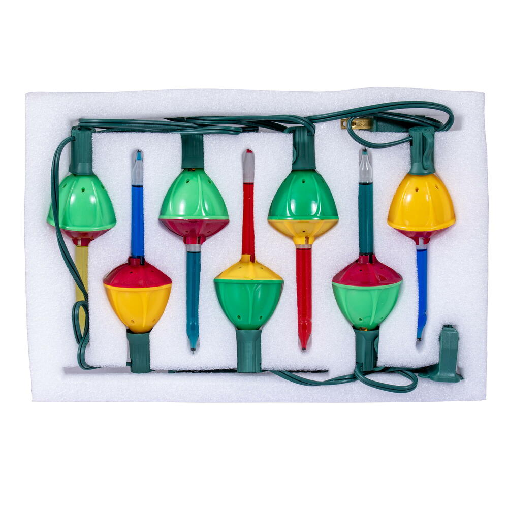 Vickerman 13' Green Wire Christmas Light Set with 7 Multi-Colored Bubble Lights