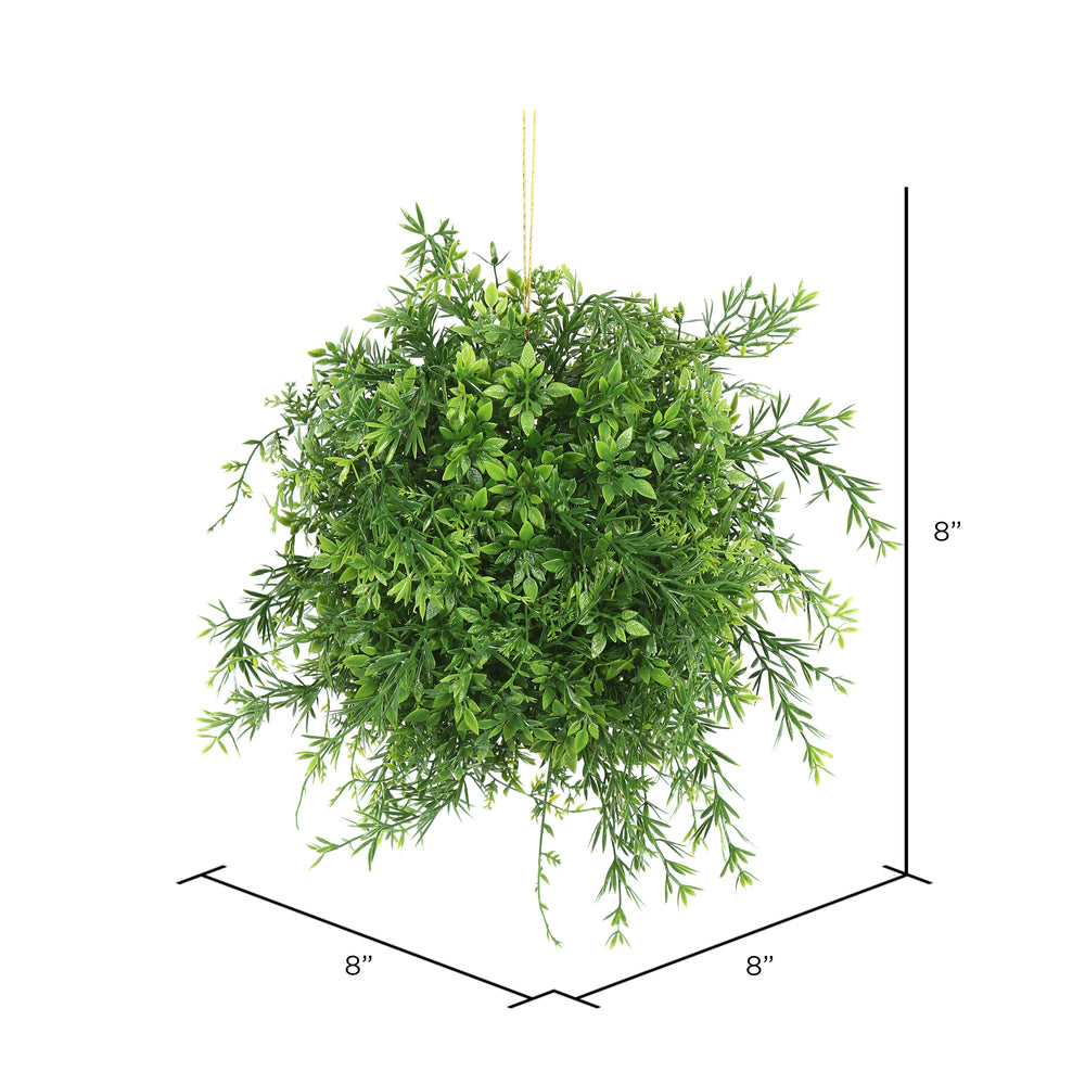 Vickerman 8" Artificial Green Mini Bamboo Leaf Ball.