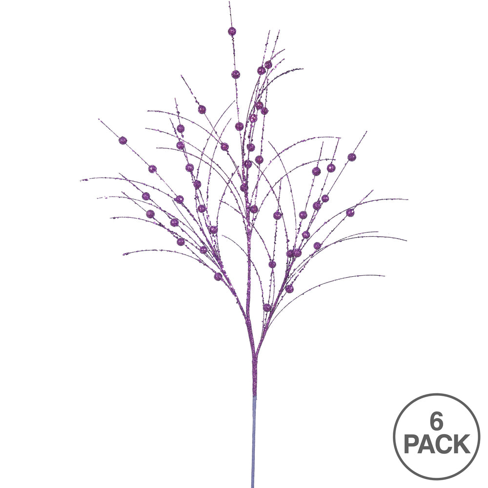 Vickerman 35" Purple Glitter Berry Artificial Christmas Spray. Includes 6 sprays per pack.