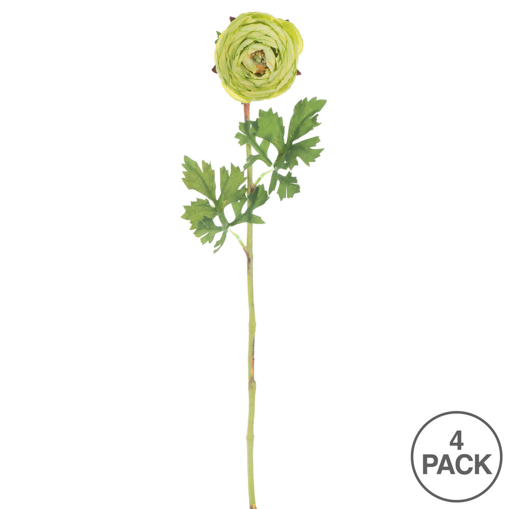 Vickerman 23" Artificial Green Ranunculus Stem Set of 4