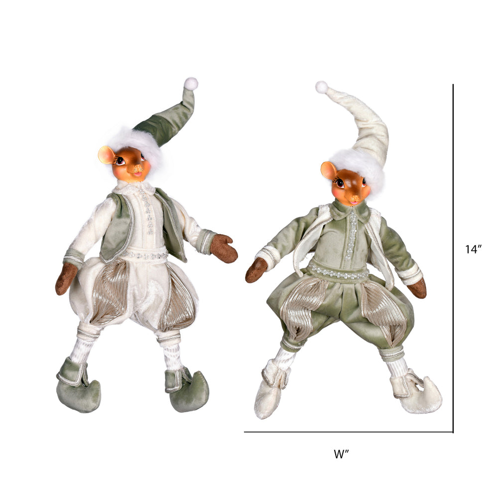 Vickerman 14" Jewel-Tide Greetings Collection Mouse Doll 2 Pack
