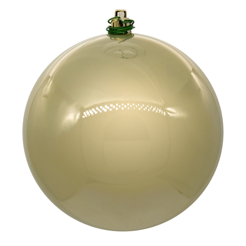 Vickerman 4" Champagne Pearl UV Drilled Ball Ornament 6 per bag.