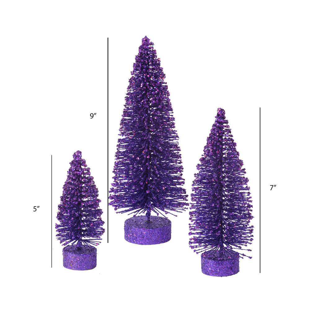 Vickerman 5"/7"/9" Purple Glitter OvalArtificial Christmas Tree Unlit