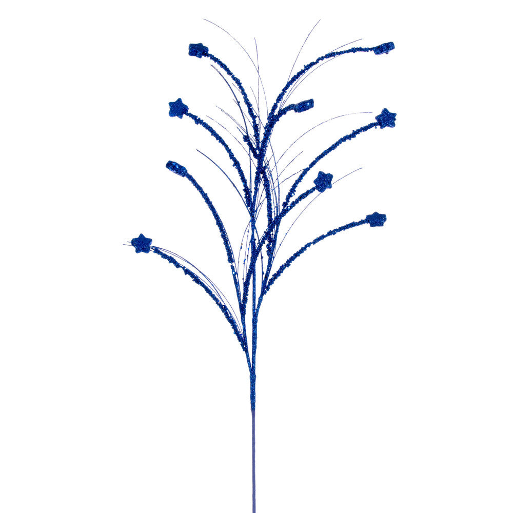 Vickerman 36" Blue Mini Star Glitter Spray 6 per bag.