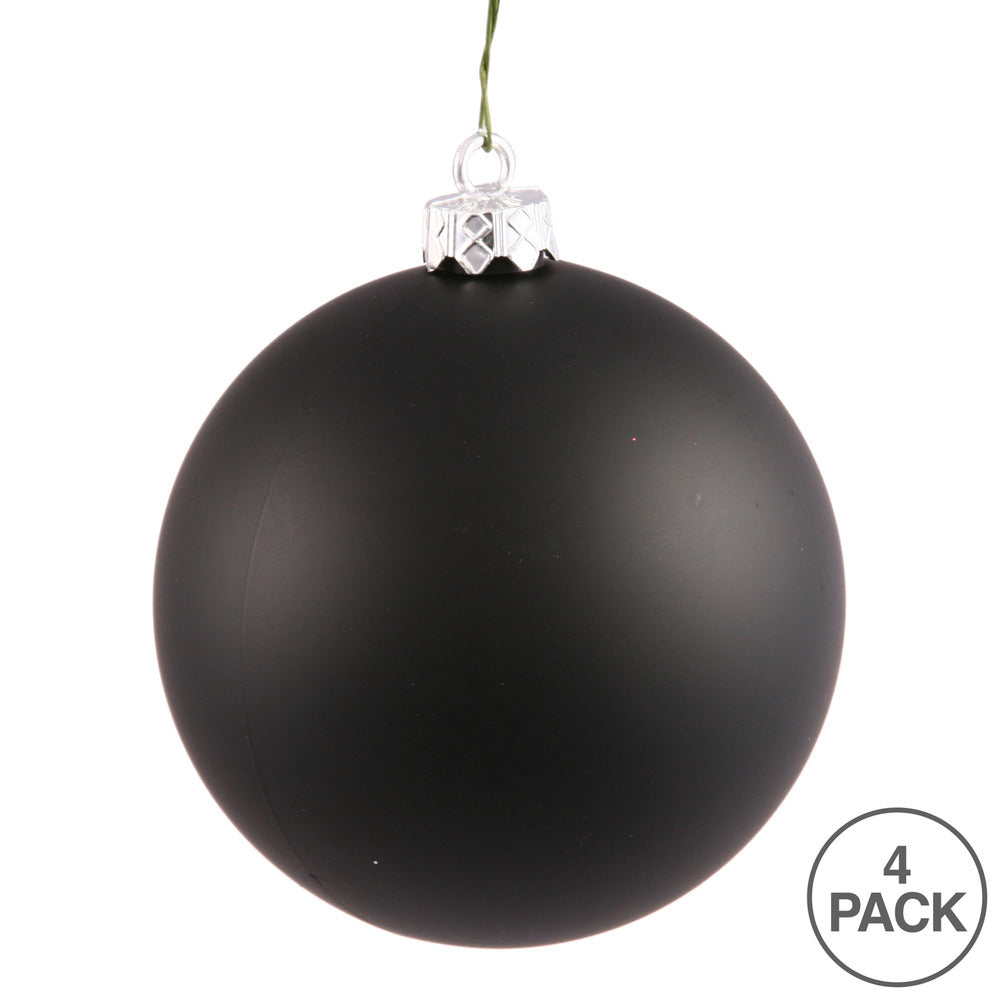 Vickerman 4.75" Black Matte Ball Ornament 4 per Bag