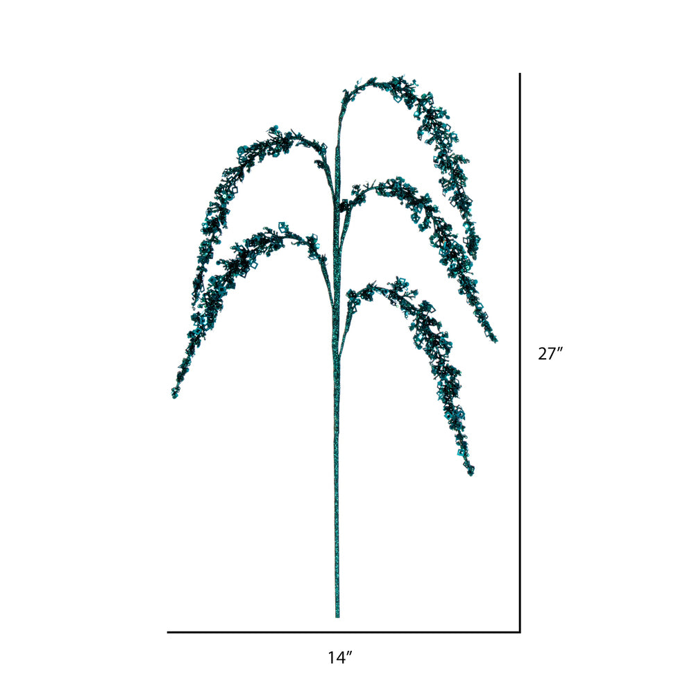 Vickerman 27" Artificial Seafoam Glitter Setaria Christmas Spray 3 sprays per pack.