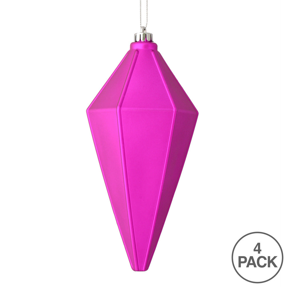 Vickerman 7" Fuchsia Matte Lantern Christmas Ornament 4 per Bag