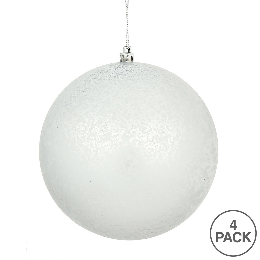 Vickerman 6" Silver Matte Mercury Ball Ornament 4 per Bag