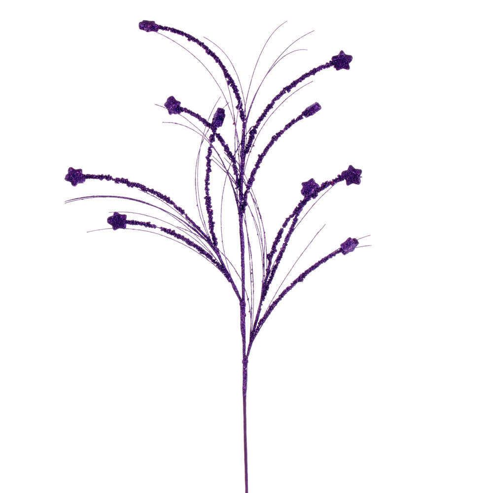 Vickerman 36" Purple Mini Star Glitter Spray 6 per bag.