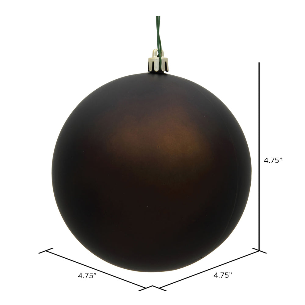 Vickerman 4.75" Chocolate Matte Ball Ornament 4 per Bag