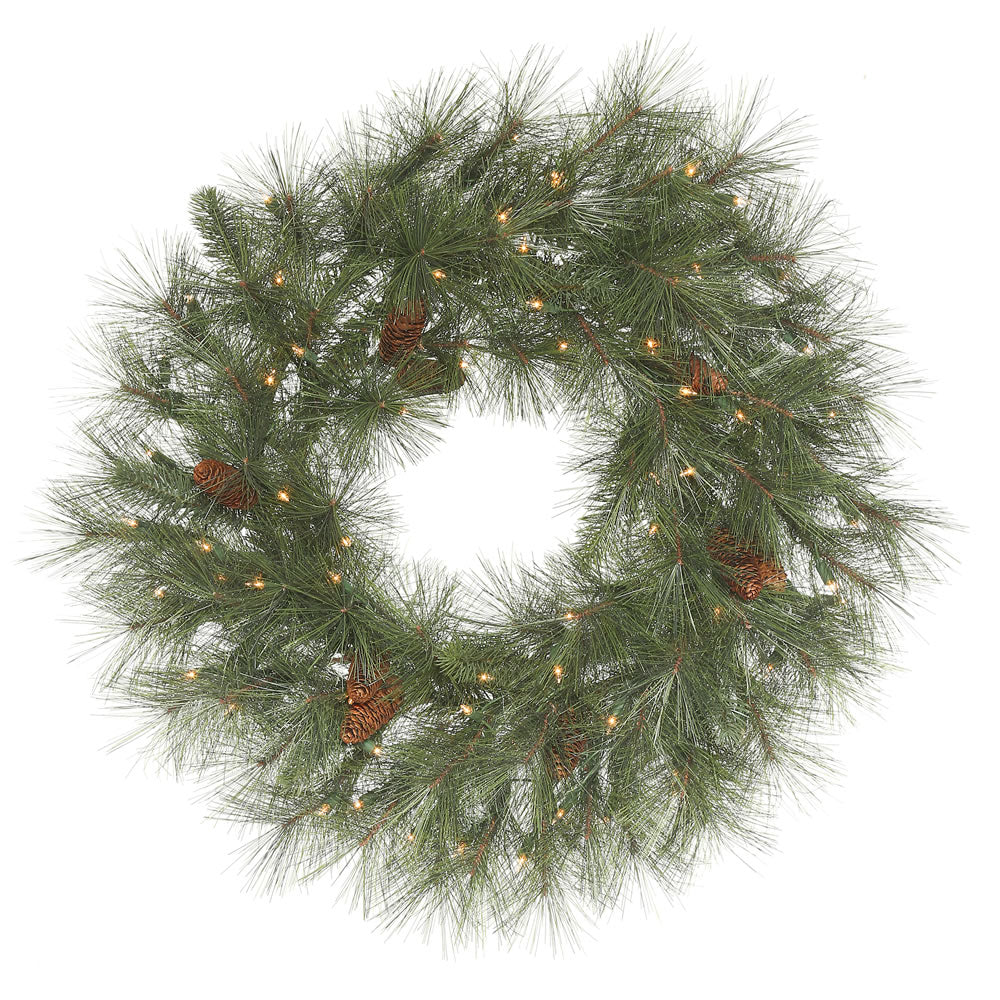 Vickerman 30" Artificial Nederland Mix Pine Wreath with 72 PLASTIC/NEEDLE tips and 70 Clear Dura-Lit® Incandescent Mini Lights