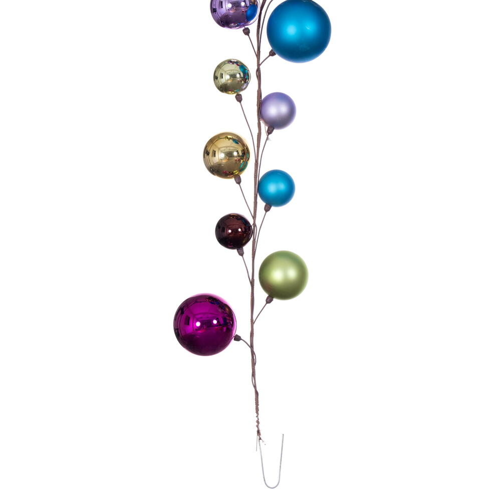 Vickerman 10' Multi-Colored Assorted Finish Branch Ball Ornament Garland.
