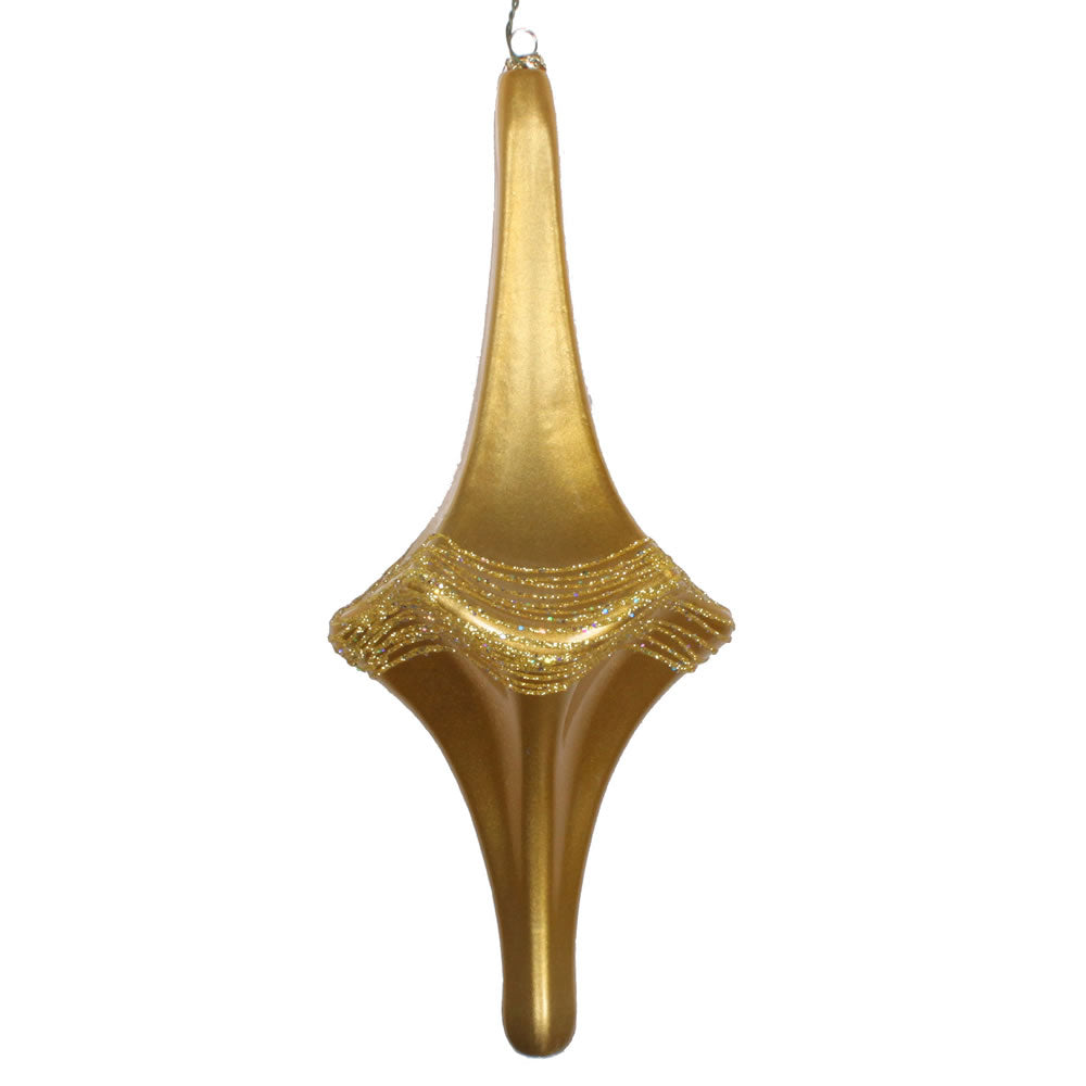 Vickerman 12" Gold Candy Glitter Drop Christmas Ornament.